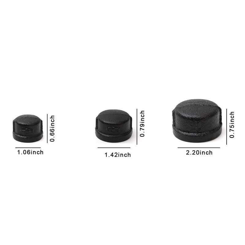 Home TZH 3/4" Black Pipe Cap, Home TZH 10 Pack Pipe Fitting Caps for Steam-Punk Vintage Shelf Bracket DIY Plumbing Pipe Decor Furniture (10, Black 3/4 Inch) - Image 3